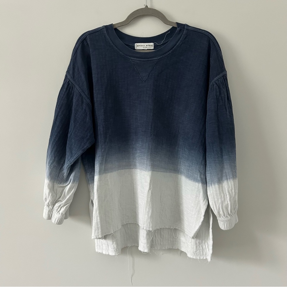 APIECE APART Delle Blue White Ombre Organic Cotton Jersey Oversized Sweater S